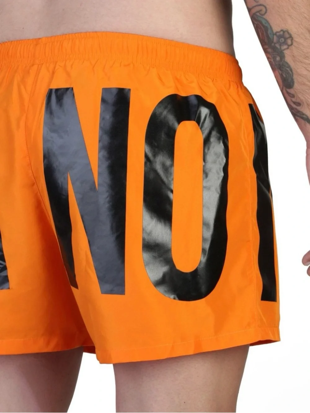 New! Moschino Neon Orange Logo Swim Shorts Oversized Graphic Beach Trunks🧡 M NWT